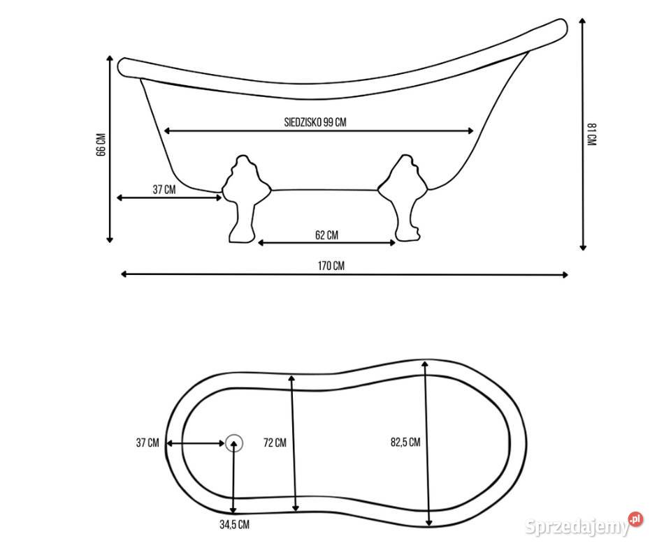 Wanna wolnostojąca Rustykalna Elusso 170 retro Dom i Ogród