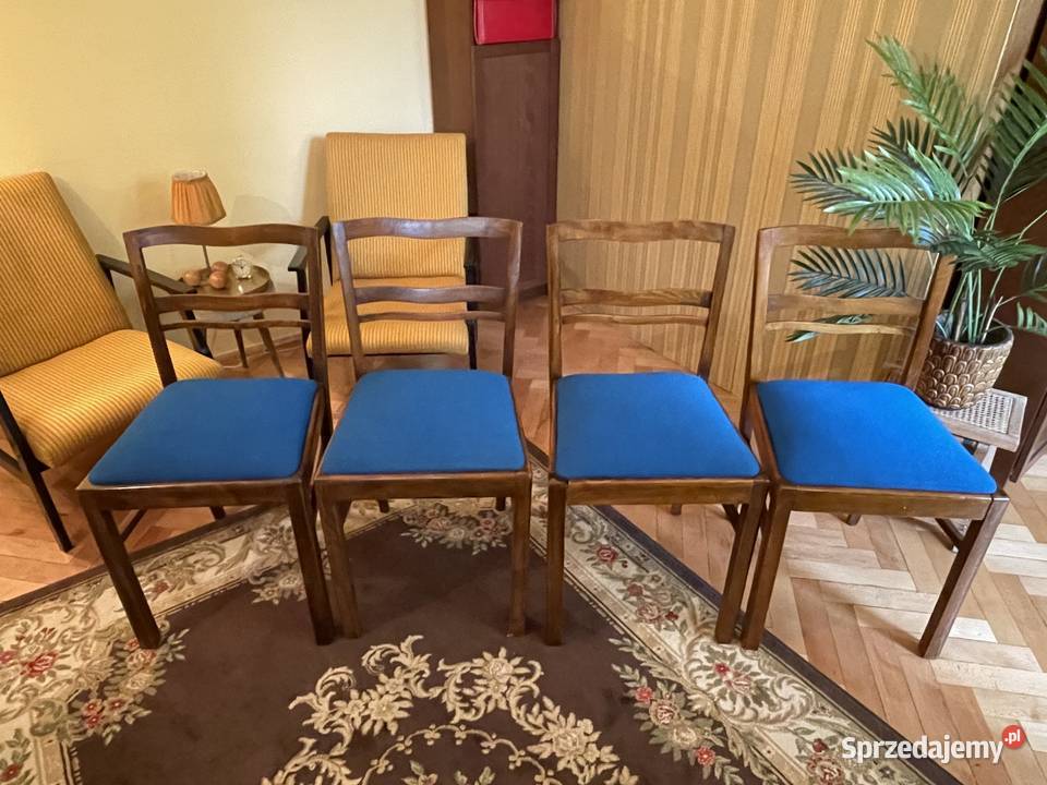 Stylowe krzesła vintage ciemne drewno niebieskie kujawsko-pomorskie Toruń