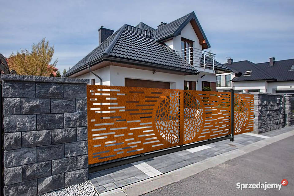 Brama przesuwna wjazdowa CORTEN 4m rdzaBlacha z Poznań