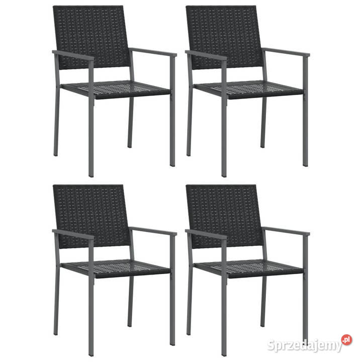 Krzesła ogrodowe 4 czarne 54x625x89 polirattan