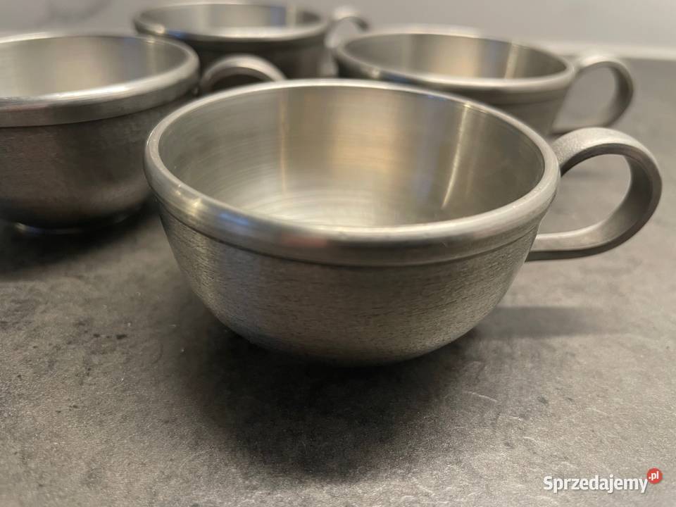 Zestaw 4 kubków do kawy i espresso z cyny Gdańsk