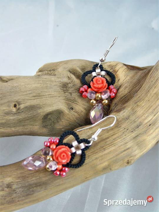 Kolczyki koronkoweróżne kolory Wiśniowa