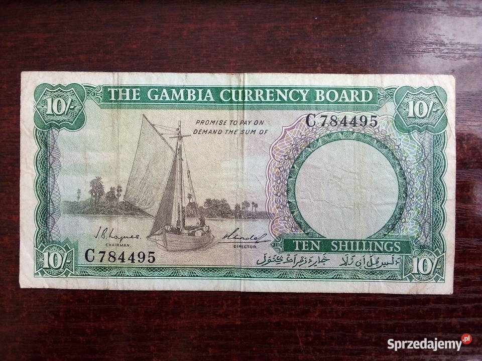 Banknot 10 szylingów Gambia Płońsk sprzedam