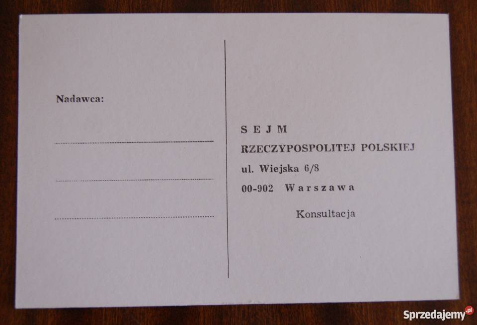 Karta pocztowa do Sejmu 1991 Parczew