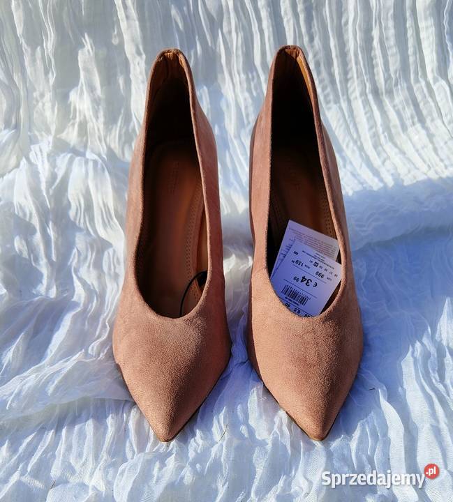 Wysokie buty Reserved 39 brudny róż słupek na