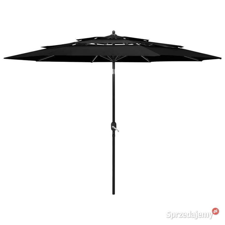 3poziomowy parasol na aluminiowym słupku czarny