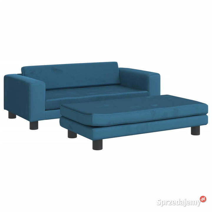 Sofa dziecięca z podnóżkiem niebieska 100x50x30 Warszawa