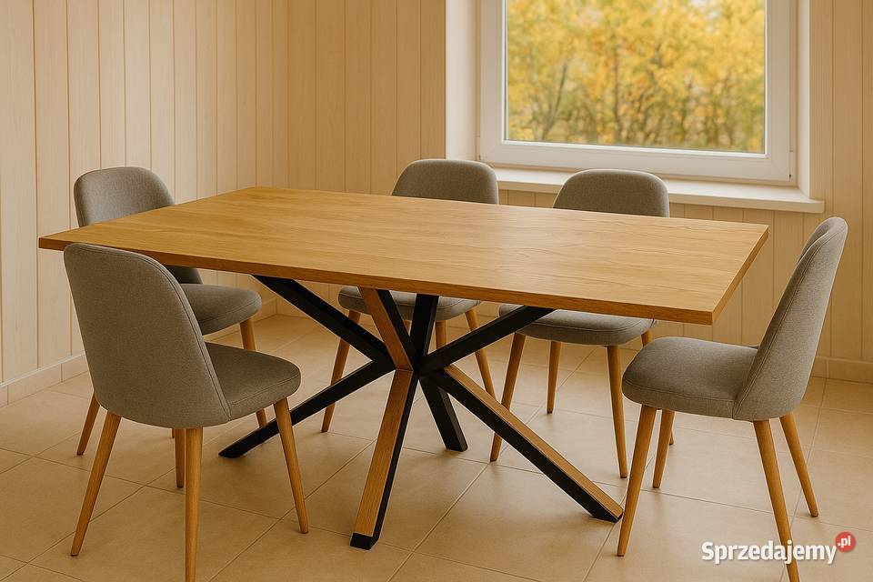 Stół Pająk Dębowy LOFT 100 Lite Drewno DĄB