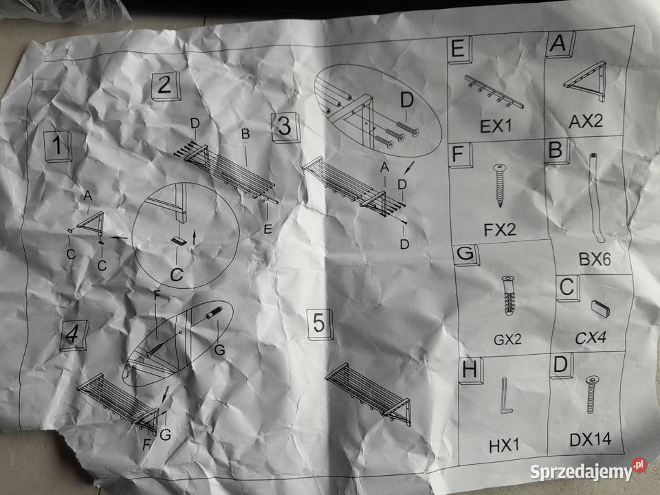 Wieszak wiszący półka metalowa czarna Relaxdays