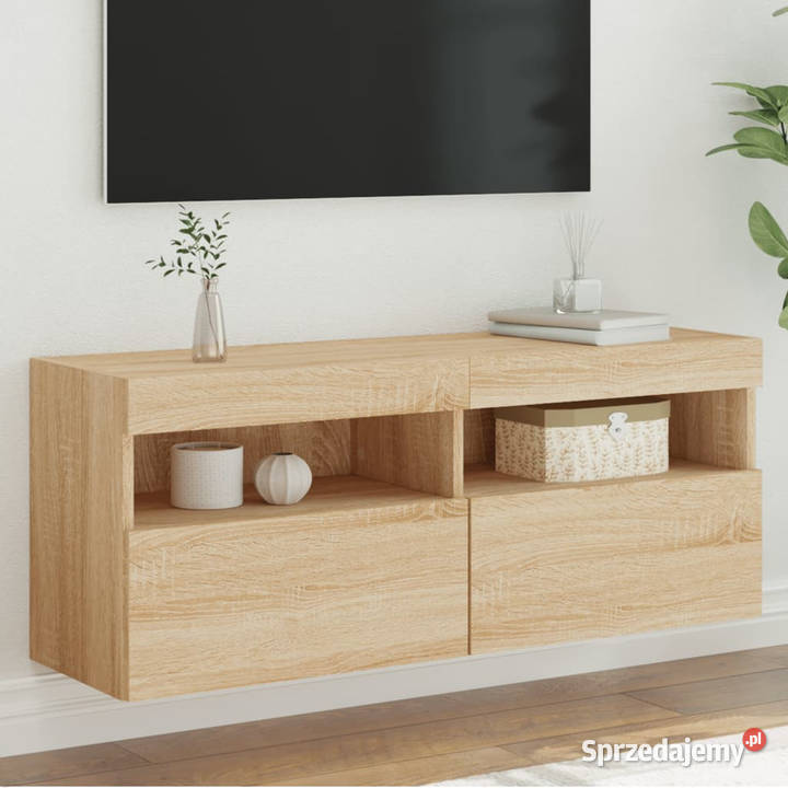 Ścienna szafka TV z LED dąb sonoma 100x30x40 mazowieckie