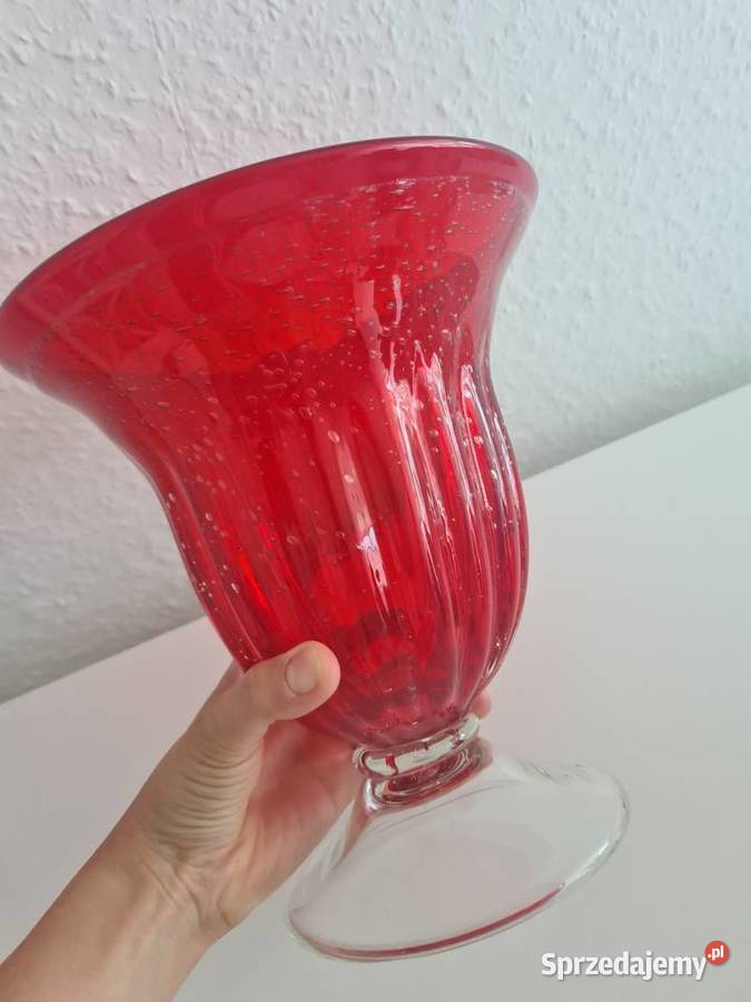 Duży czerwony Wazon szkło murano małopolskie Gorlice sprzedam