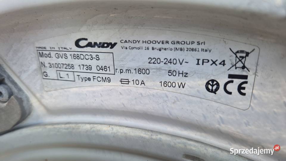 Pralka Candy GVS 168DC3S uszkodzony silnik wolnostojące Pralki i suszarki Rzeszów