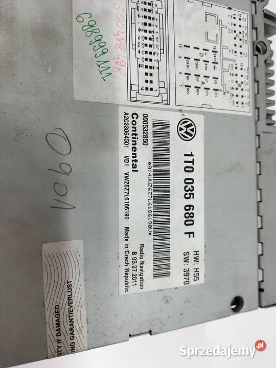 RADIO KOD DO RADIA 1T0035680F Skoda Superb II Rok produkcji 2009