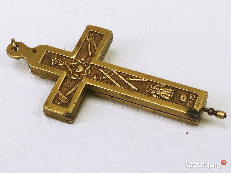 Krzyż z Relikwiami Brąz XIX w lubuskie Nowa Sól