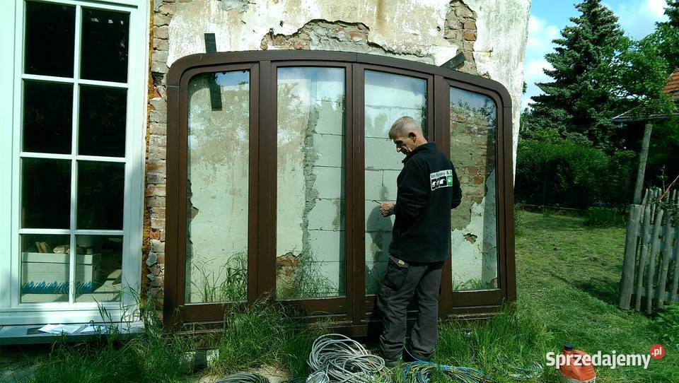 Drzwi przeszklone witryna na taras balkon drewno 256cm Tychy