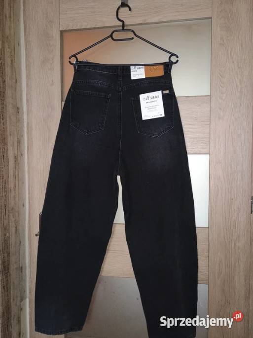 Nowe damskie czarne jeansowe spodnie balloon fit Bytom