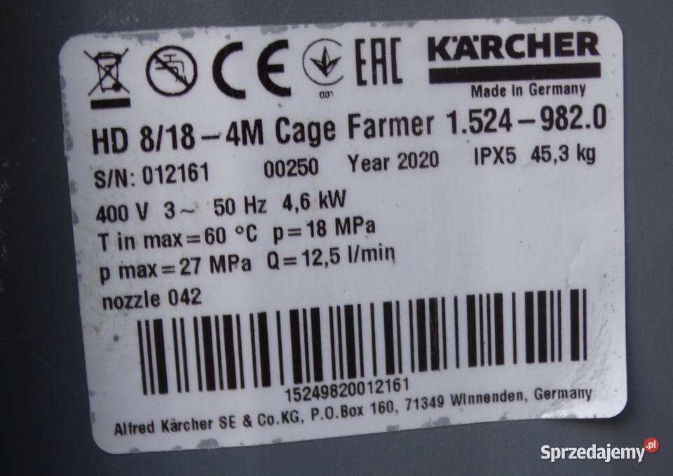 Myjka Ciśnieniowa Karcher HD 818 4M Cage FARMER Radom