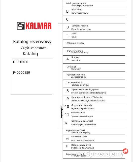 KALMAR DCE160 katalog czesci zamiennych motoryzacja, transport Kielce