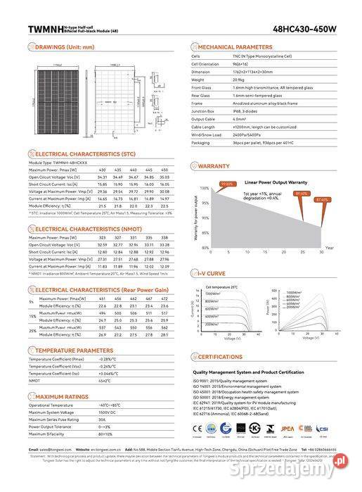 PALETA 36 TW Solar 440W TWMNH48HC440 Bifacial sprzedam