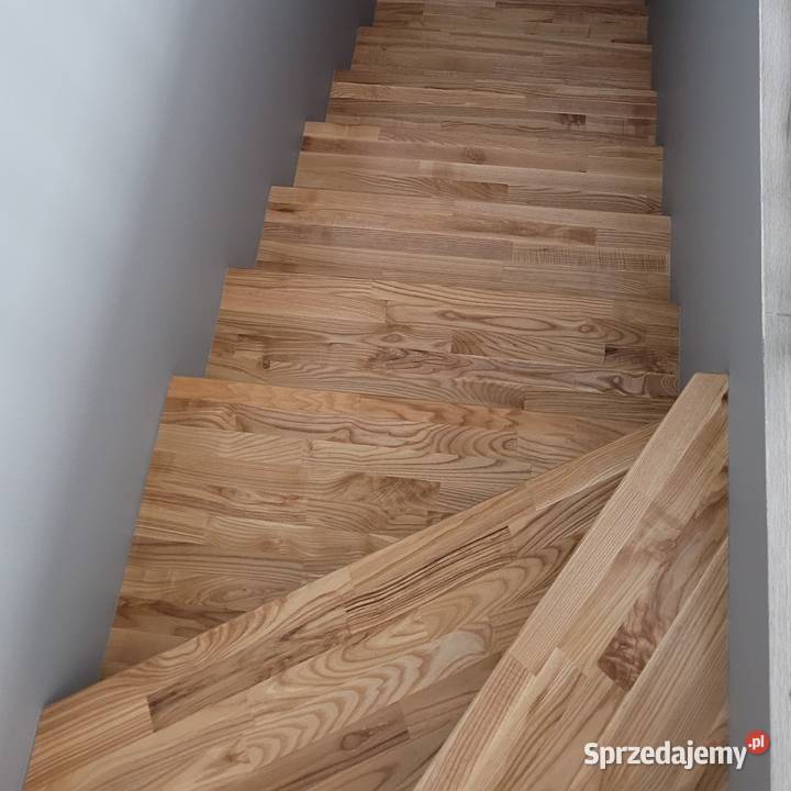 Stopień Drewniany Zabiegowy Jesion na Wymiar do Schody wewnętrzne Gdów