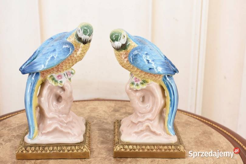 Dwie Porcelanowe Papugi Papuga Figura Rzeźba z Antyki, Sztuka, Kolekcje