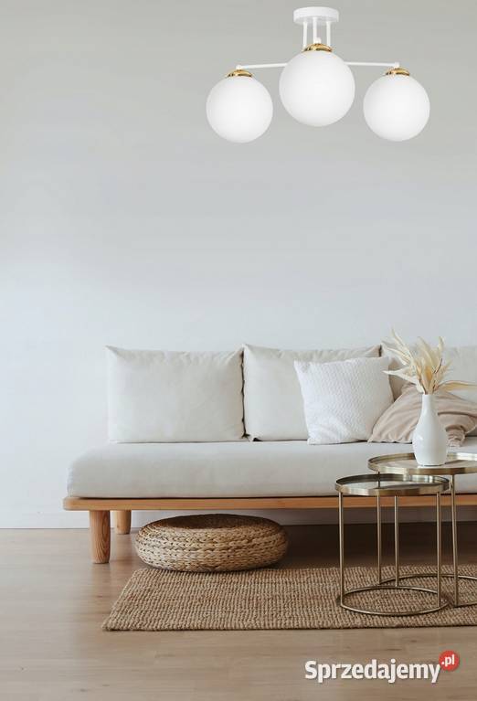 LAMPA sufitowa wisząca SZKLANA 3 KULE ZŁOTA Gold podlaskie Choroszcz