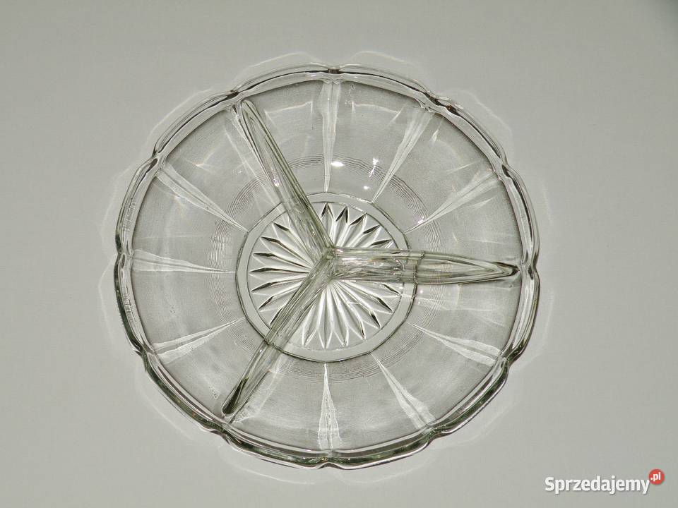 Salaterka trójdzielna szklana poniemiecka Bydgoszcz