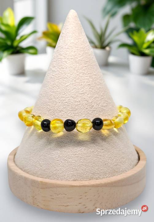 Bransoletka BURSZTYN bałtycki fasolka cytryna Bransoletki mazowieckie
