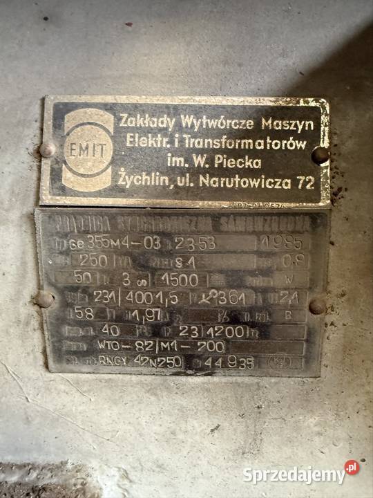 Prądnica synchroniczna samowzbudna 355M403 1985 Sierpów