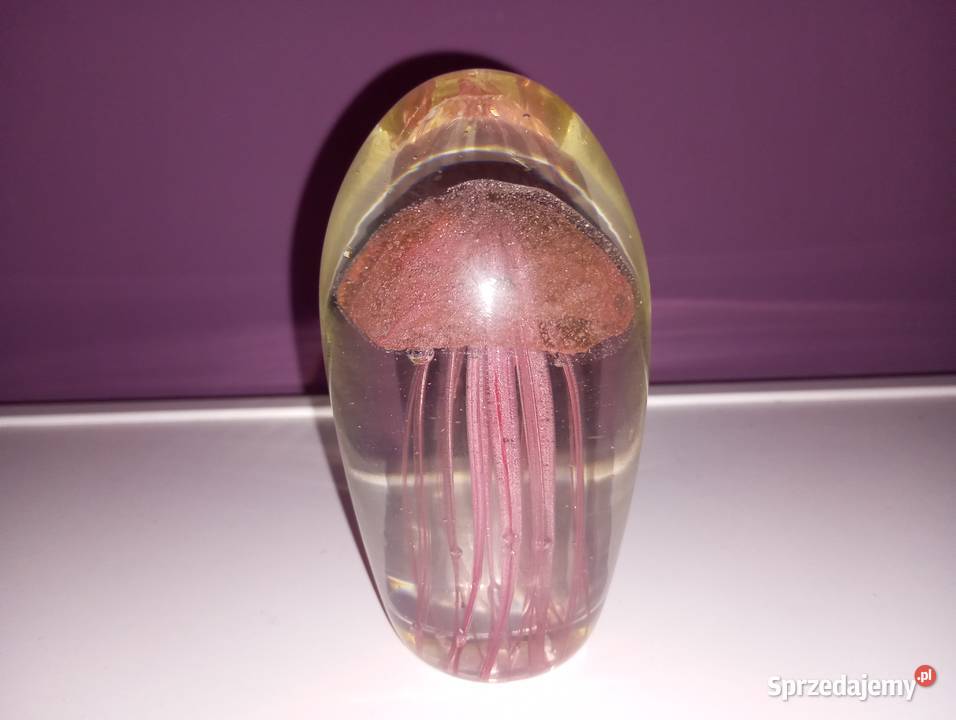 Szklany przycisk do papieru z meduzą lubelskie Biłgoraj