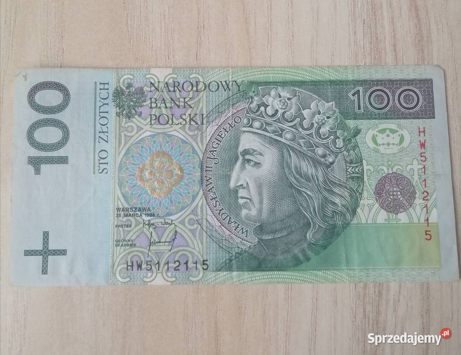 Banknot z bliźniakiem100zl z 1994r Złoty Radar