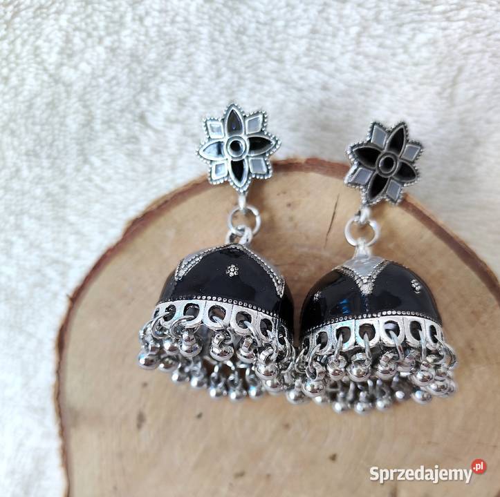 Kolczyki dzwonki jhumki jhumka czarny kolor Szczecin