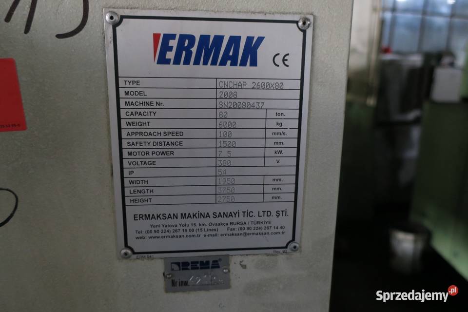 Prasa krawędziowa ERMAK CNCHAP 2600X80 Reszel