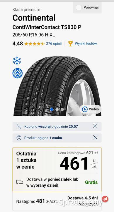 Continental Conti Winter Contact Ts 830p 4 nowe Rawa Mazowiecka sprzedam