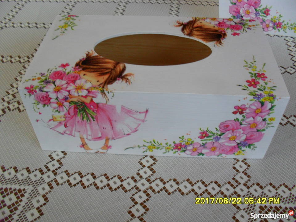 Piękny zestaw decoupage chustecznik i pojemnik małopolskie Bochnia sprzedam