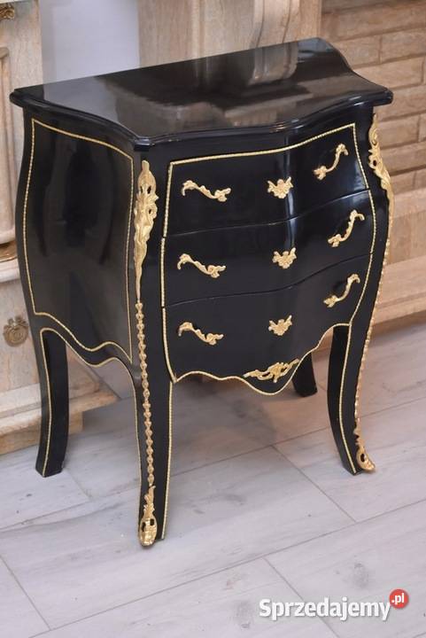 Królewska Czarna Komoda Vintage Szafa Złote Kraków