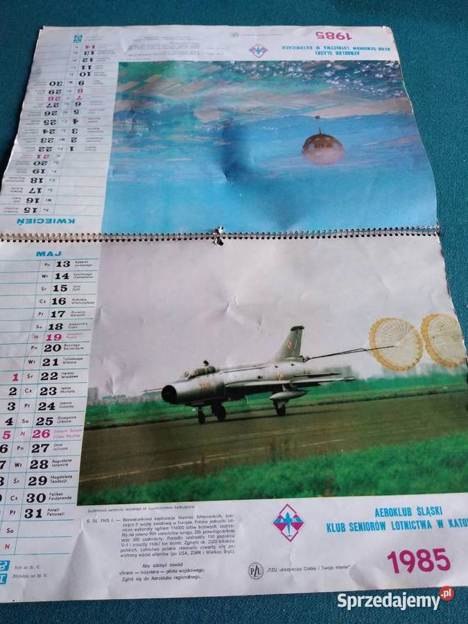 Stary kalendarz lotniczy 1985 Aeroklub śląski Dąbrowa Górnicza