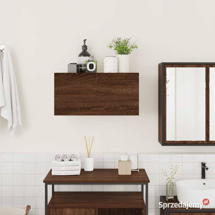 Wisząca szafka łazienkowa brązowy dąb 60x25x30 Łazienkowe Warszawa