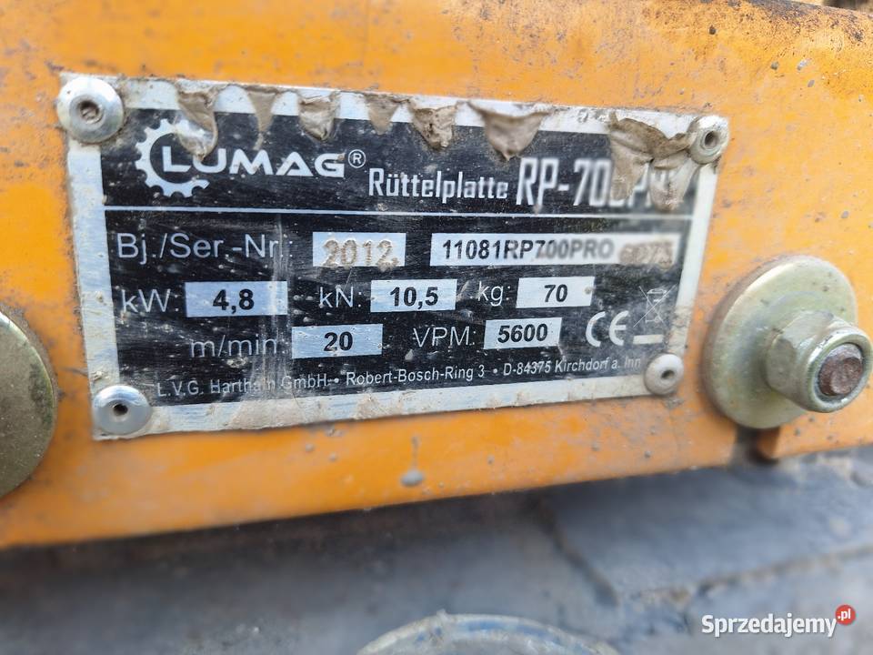 Zagęszczarka LUMAG RP700PRO Sochaczew sprzedam