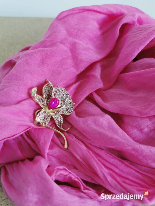 Broszka damska elegancki złotoróżowy kwiat Dla kobiet Ozdoby Kraków