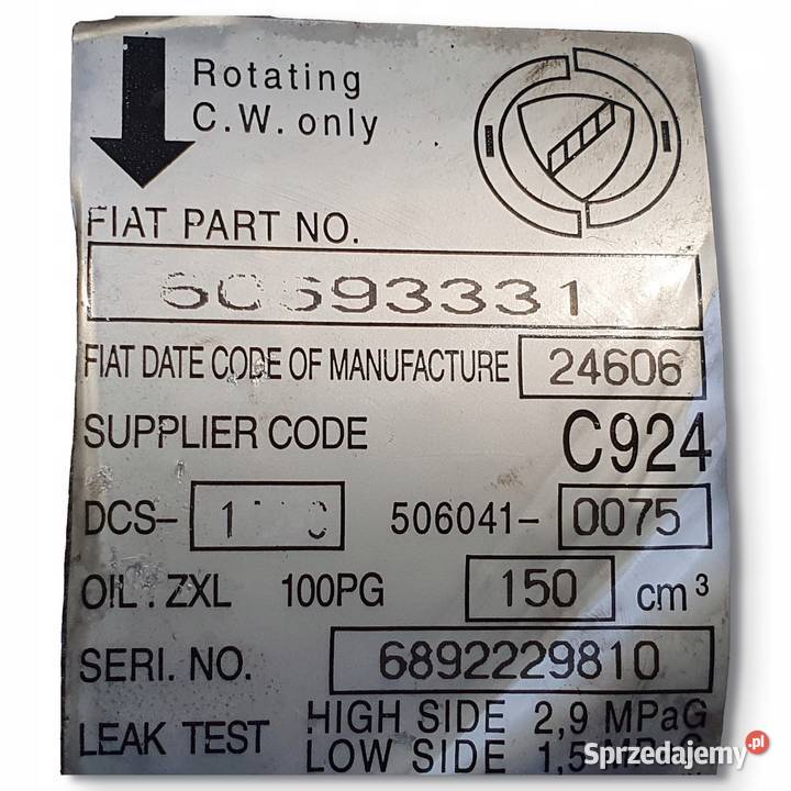 SPRĘŻARKA KLIMATYZACJI Alfa Romeo 159 19 JTD Chełm sprzedam