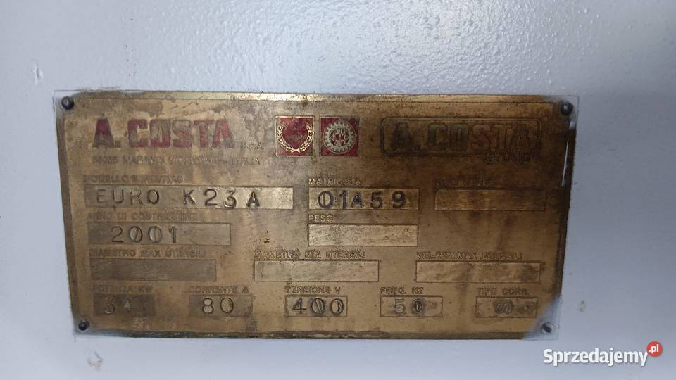 Strugarka czterostronna K23A ACOSTA Mińsk Mazowiecki