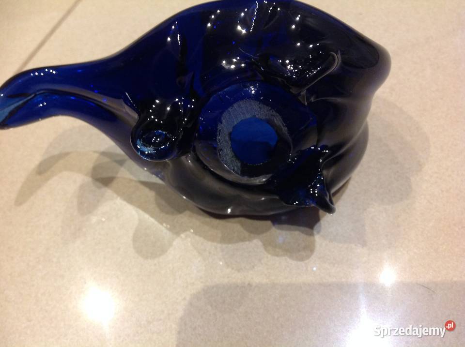 Łabędź Szklany Kobaltowy Vintage niebieski Nowa Sól