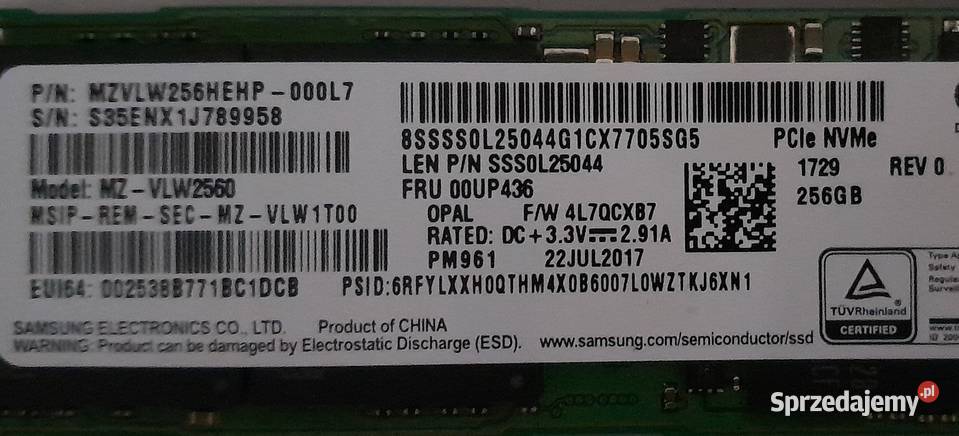 Dysk SSD Samsung 256GB M2 2280 PCIe NVMe Dyski, napędy i nośniki śląskie Grzawa