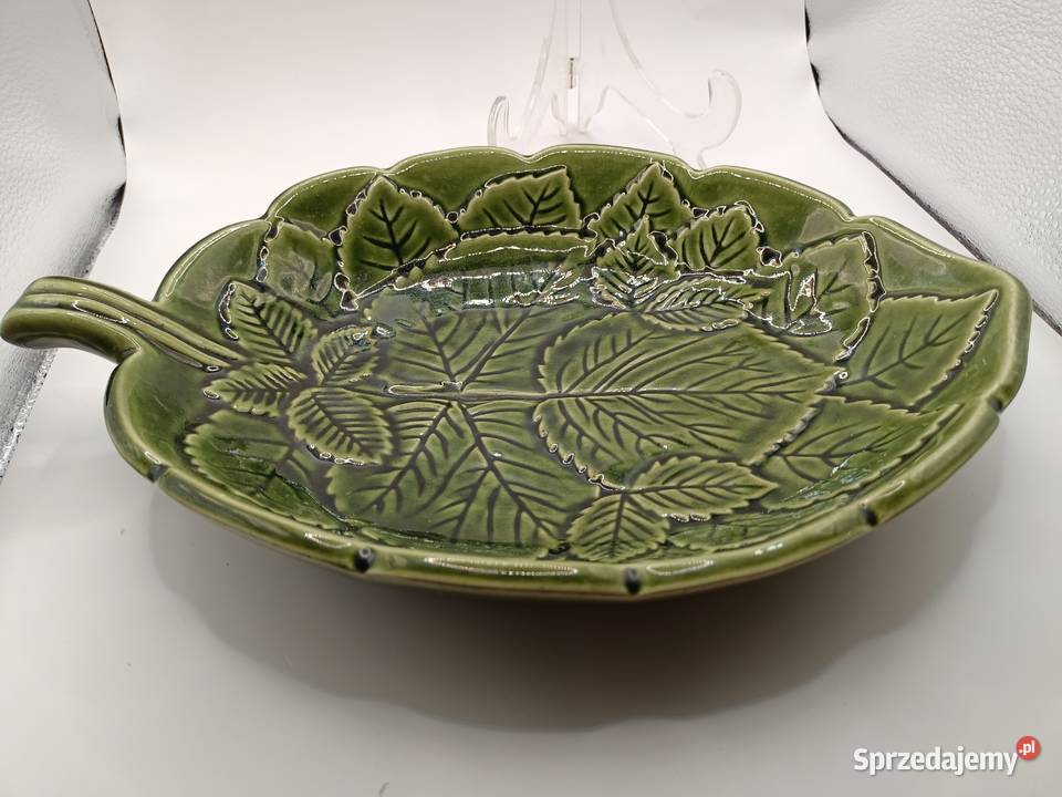 Zielony liść talerz patera półmisek ROSA LJU Porcelana i szkło Zamość