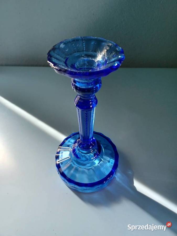 Świecznik Ząbkowice kobaltowy sprzedam