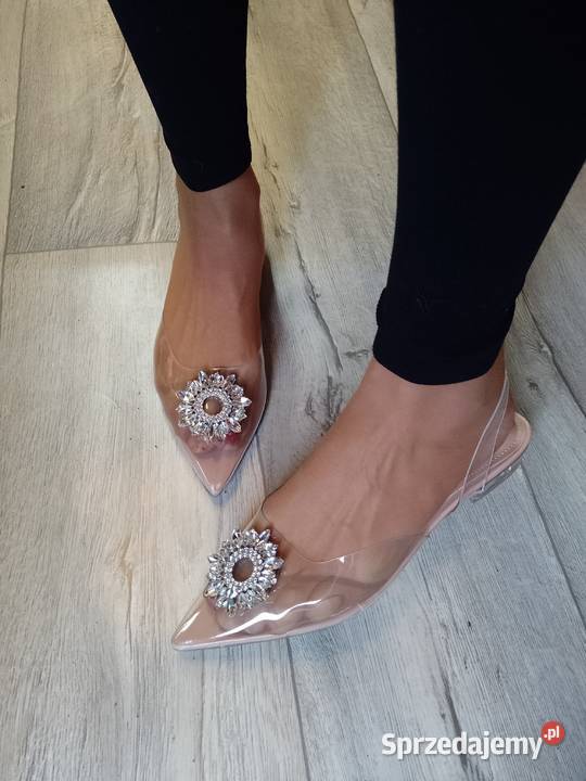 40 Transparentne zdobione baleriny wieczorowe z szary/srebrny małopolskie Kraków