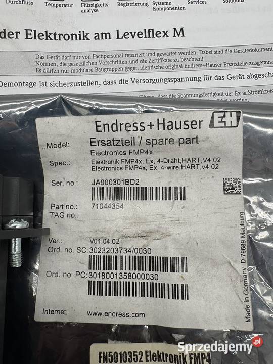 Endress Hauser Electronics FMP4x 71044354 Warszawa