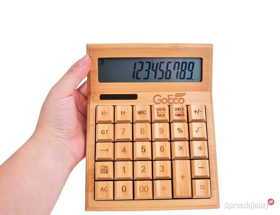 Wielofunkcyjny kalkulator bambusowy z dużym Kraków