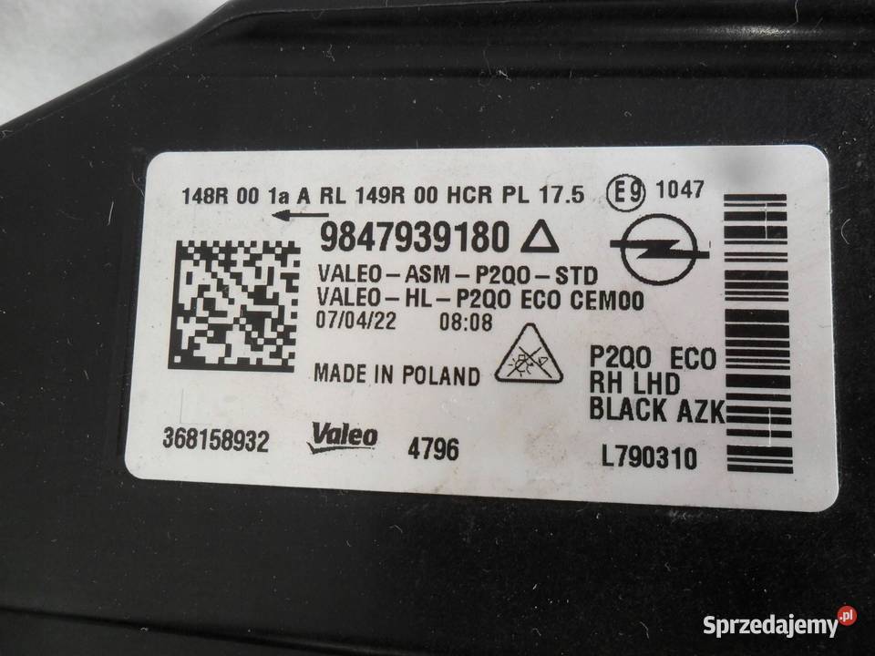 REFLEKTOR PRZÓD STRONA PRAWA OPEL MOKKA B Nowy Tomyśl sprzedam